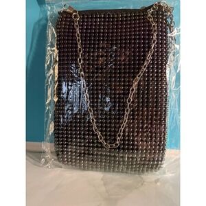 Crossbody Handbag Black with Irridescent Black Beads